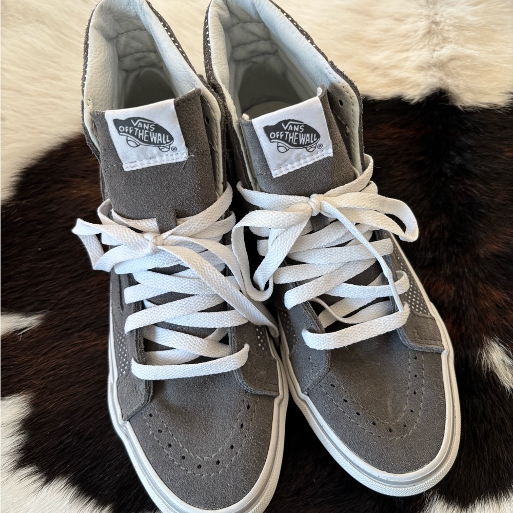 Vans Charcoal High-Top Sneakers with White Laces